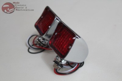Chrome Red LED Tail Light Lamp Stop Brake Turn Signal Hot Rat Street Rod Truck