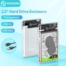 Clear USB 3.0 2.5" inch SATA HDD External Hard Drive Disk Enclosure Case UASP