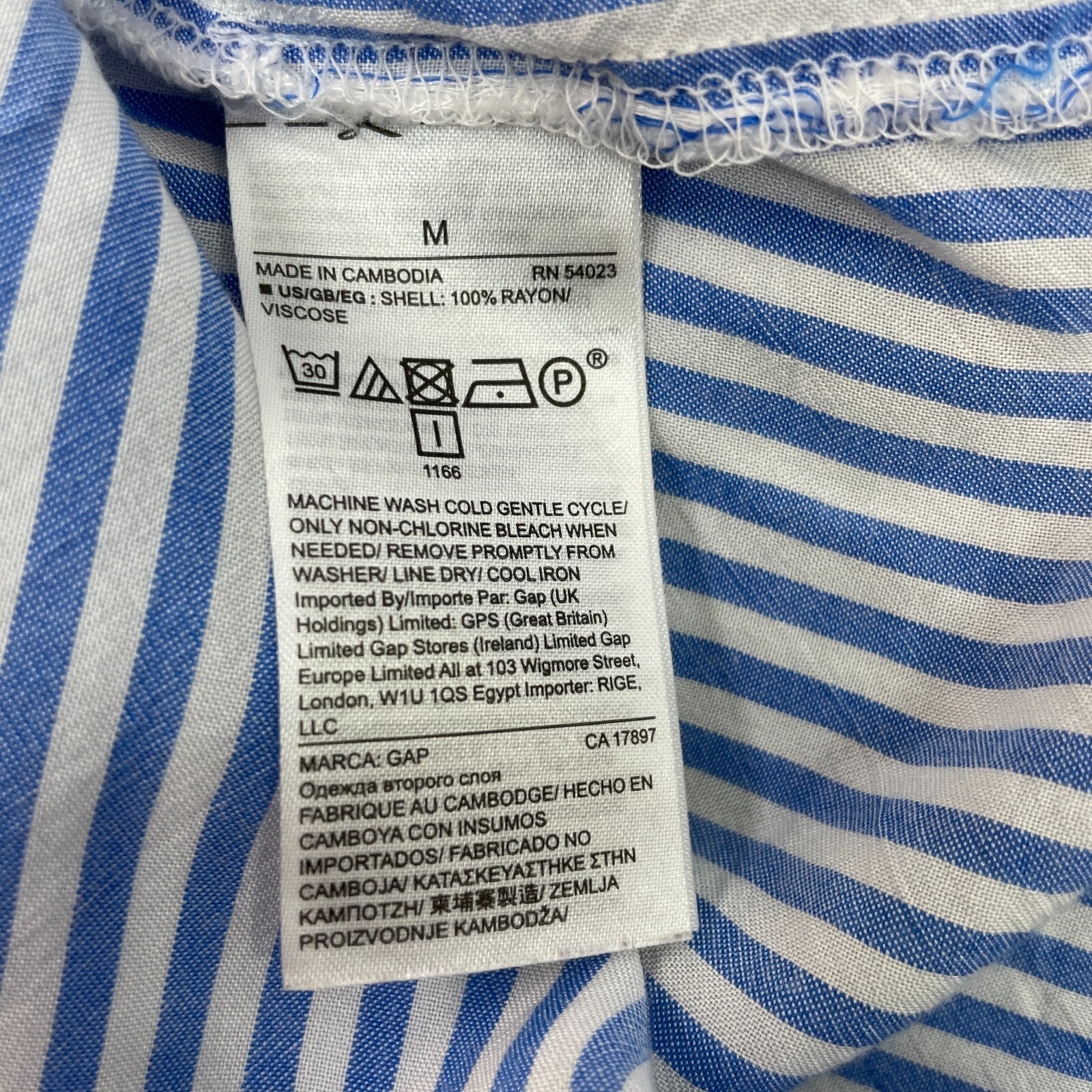 GAP Top Medium Button-Front Top Striped Blue Whit… - image 12