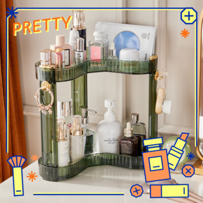 Herzförmiges Eckregal 2 Ebenen Küche Bad Make-up Organizer Aufbewahrung UK