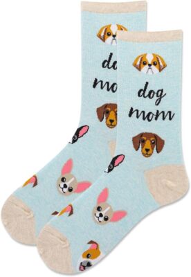 Hotsox Women's Dog Mom Socks 1 Pair, Mint Melange, Women's 9-11 Shoe