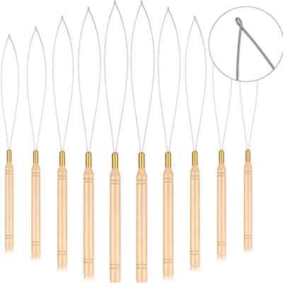 Nano Ringe Mikro Perlen Schlaufe Ziehen Haken Werkzeug Einfädler für Haarverlängerungen 3/5/10
