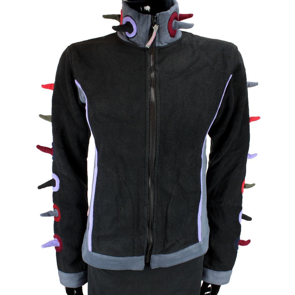 SPIKE FLEECE JACKET EMO GOTH CYBER PUNK SPIKEY FESTIVAL BLACK & MULTICOLOUR