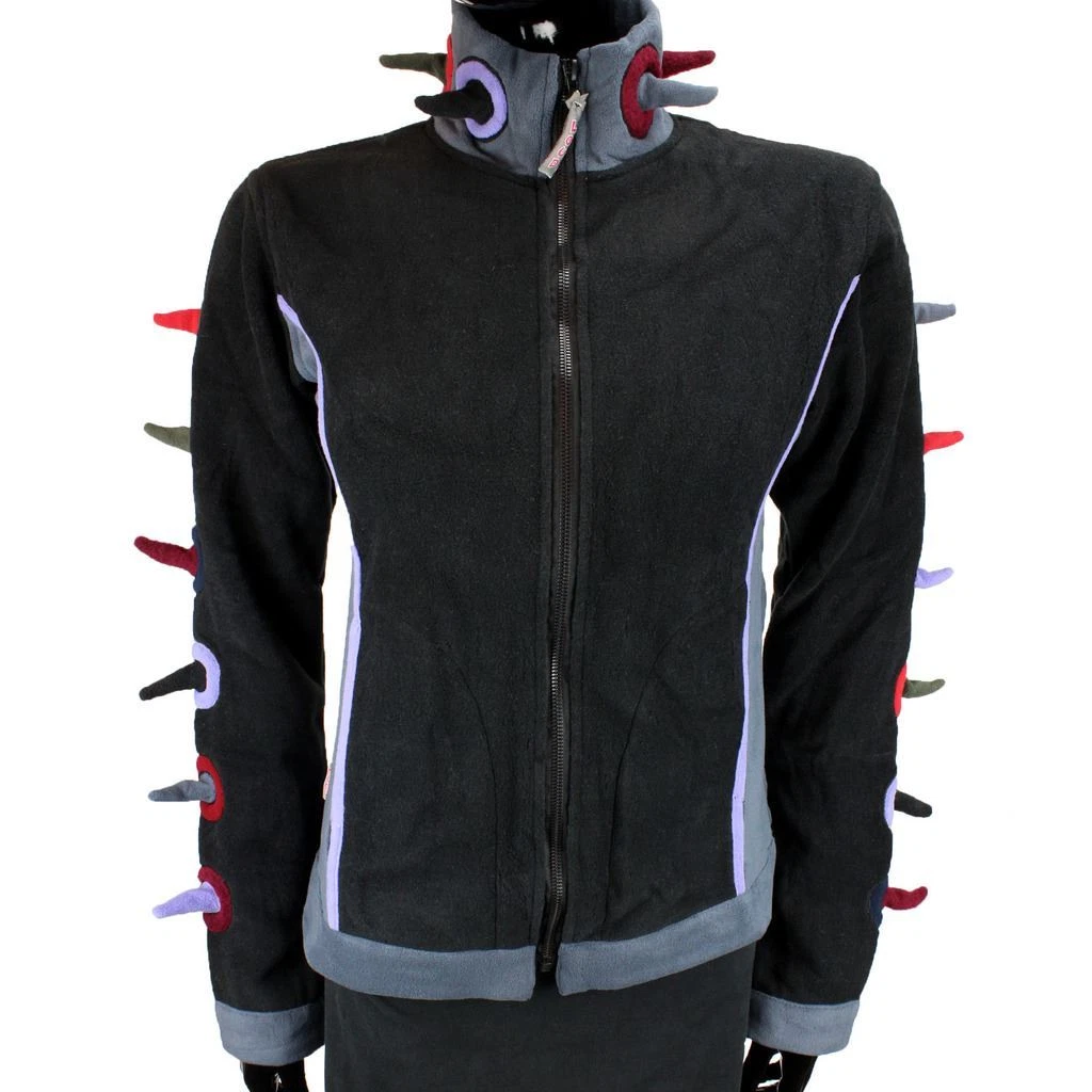 SPIKE FLEECE JACKET EMO GOTH CYBER PUNK SPIKEY FESTIVAL BLACK & MULTICOLOUR