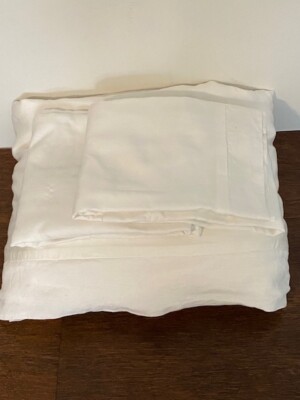 Pottery Barn K/CK Tencel & Linen Duvet Cover & 2 Euro Shams, White