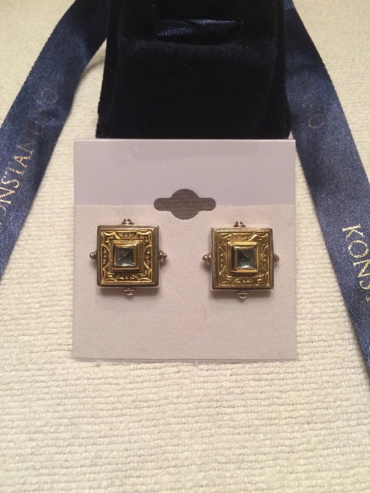 Beautiful Blue Topaz, Konstantino 18K YG and Sterling Silver Earrings - Image 2 of 4