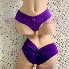 New Exotic Dance/Stripper/Rave Wear Purple W/Rhinestones Scrunch Back Bottom