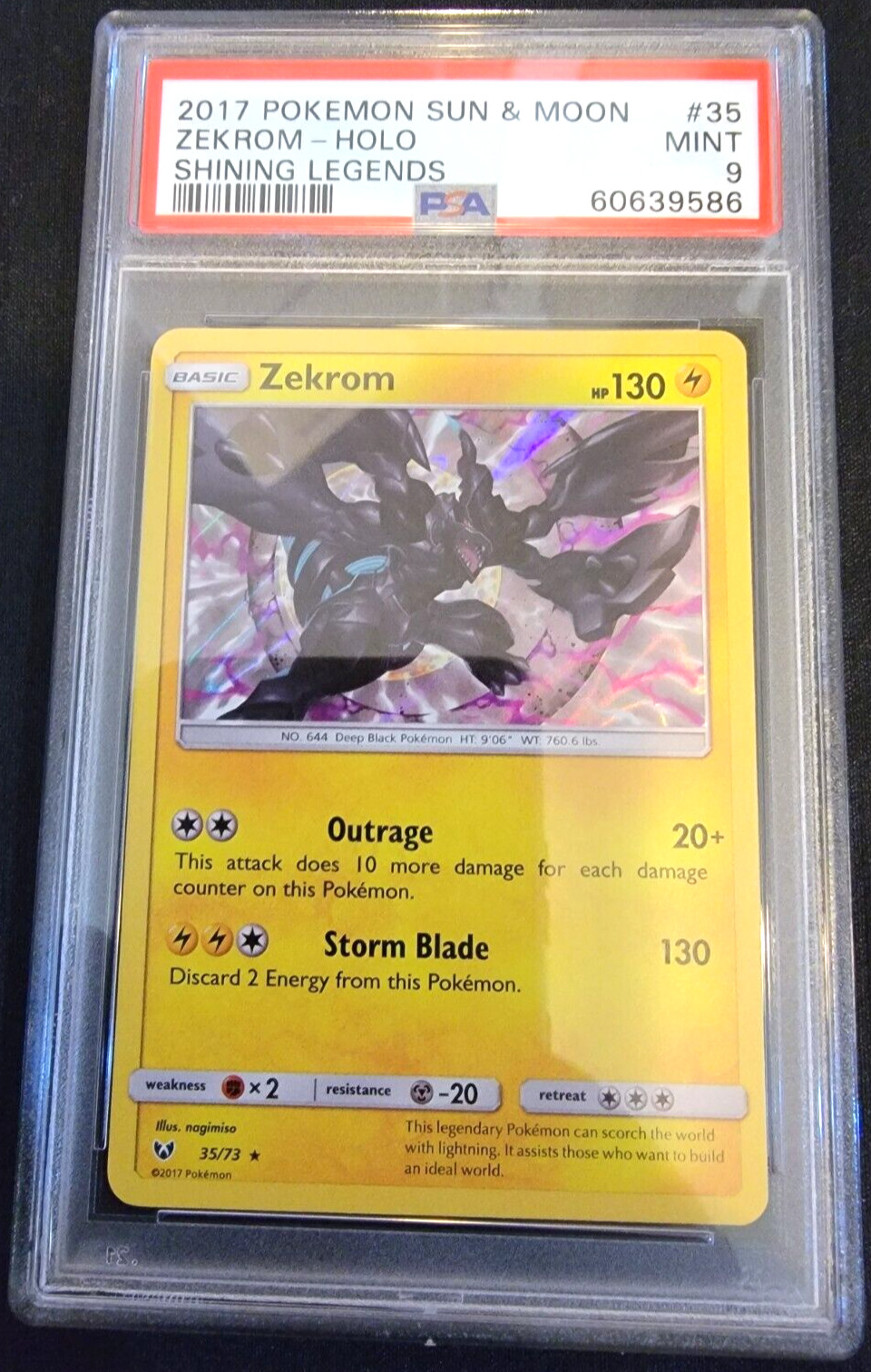 Holo Foil Zekrom # 35/73 Shining Legends Set Pokemon Trading Cards PSA 9 MINT