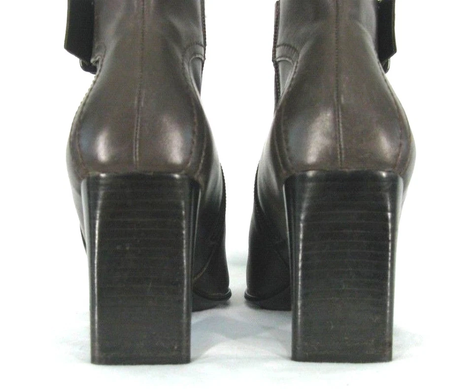 Nicole ботинки размер 7,5 классический лодыжки коричневый кожаный квадратный носок каблуки Ashley туфли - Изображение 4 из 4