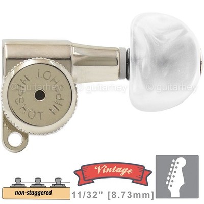 NEW Hipshot VINTAGE 6-in-Line Locking Tuners Half Moon Pearl, 21/64'' ID, NICKEL