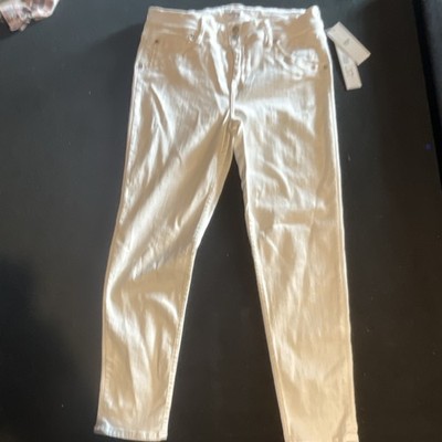 HUDSON Skinny Ankle White Cotton Denim Jeans Button Accents Women 5-Pocket