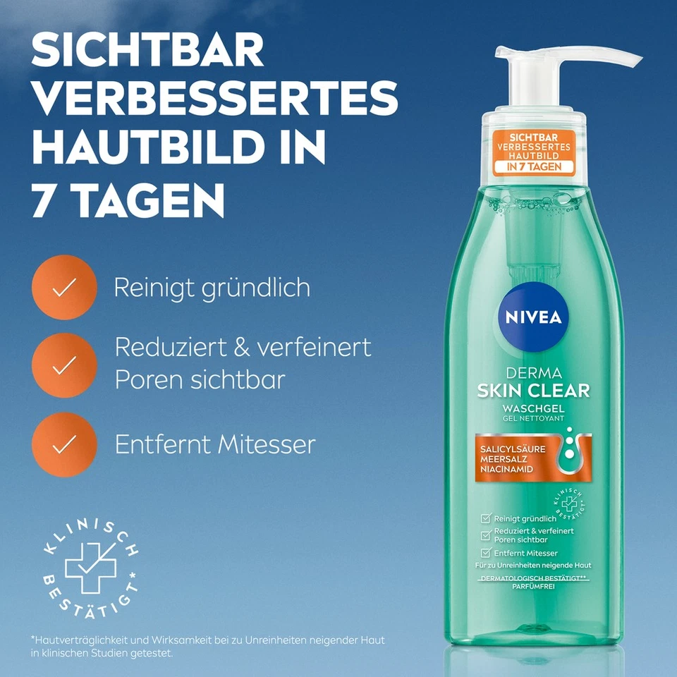 NIVEA Derma Skin Clear Set (4in1) mit Waschgel, Peeling, Toner, Night Serum - Bild 2 von 4