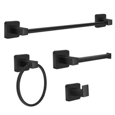 4-Piece Bath Hardware Set with Mounting Hardware in Matte Black