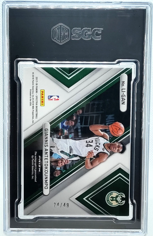 /49 Giannis Antetokounmpo Auto SGC 9 10 2017-18 Spectra Locked In Autograph SP - Image 2 of 4