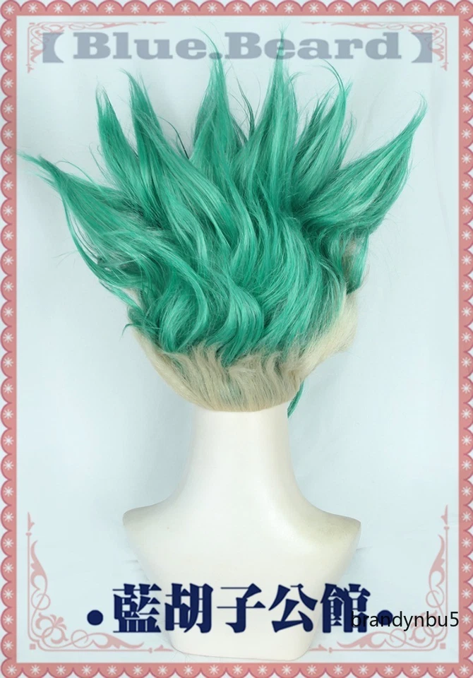 Peluca verde degradada platino Ishigami Senkuu cosplay anime Dr.STONE utilería regalo Foto 3 de 4