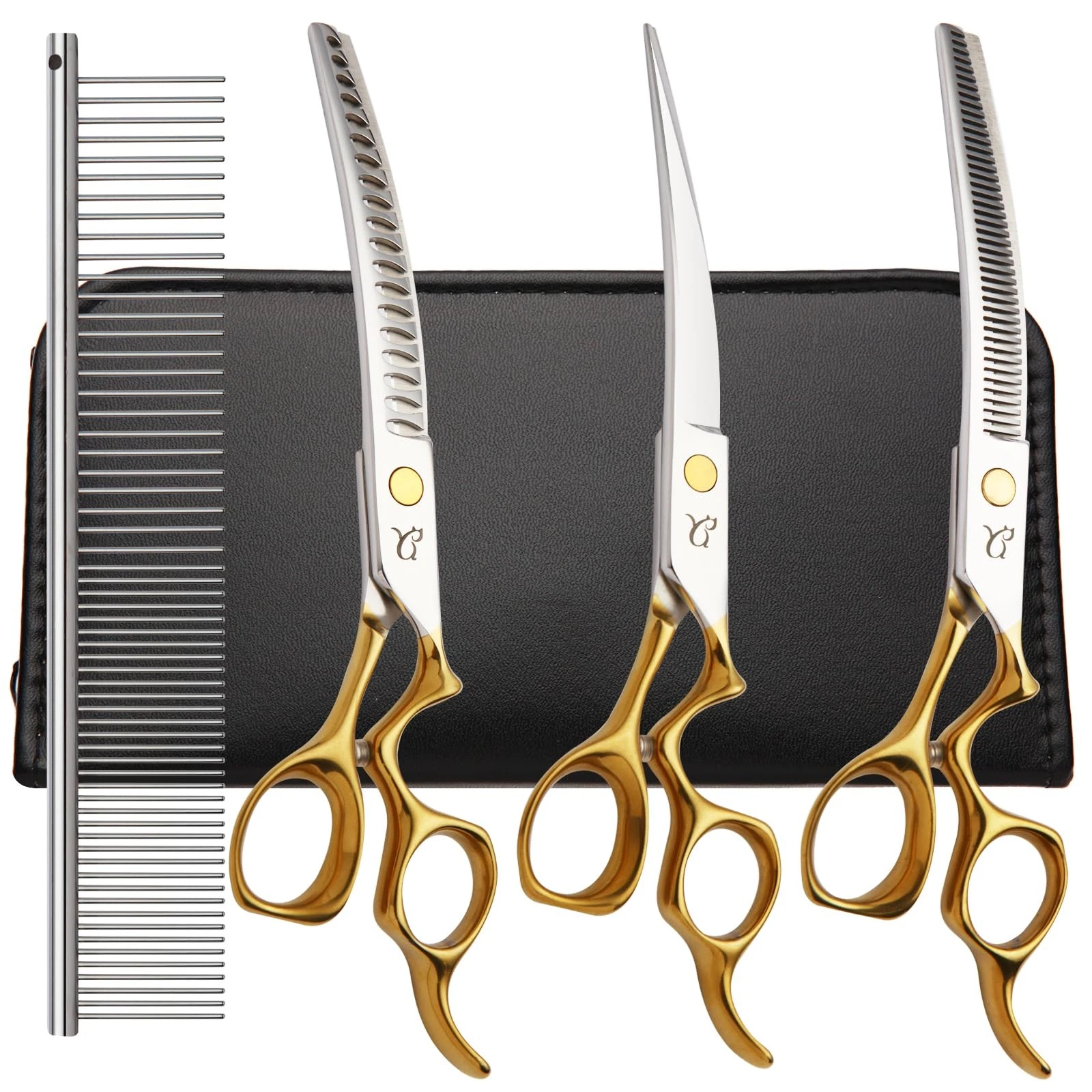 CITYWISH Dog Grooming Scissors,Curved Chunkers Shears Deg Grooming with Safet...