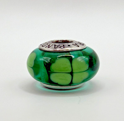 Original Pandora Retired Four Leaf Clover Kiss Me, I'm Irish Murano Bead #790927