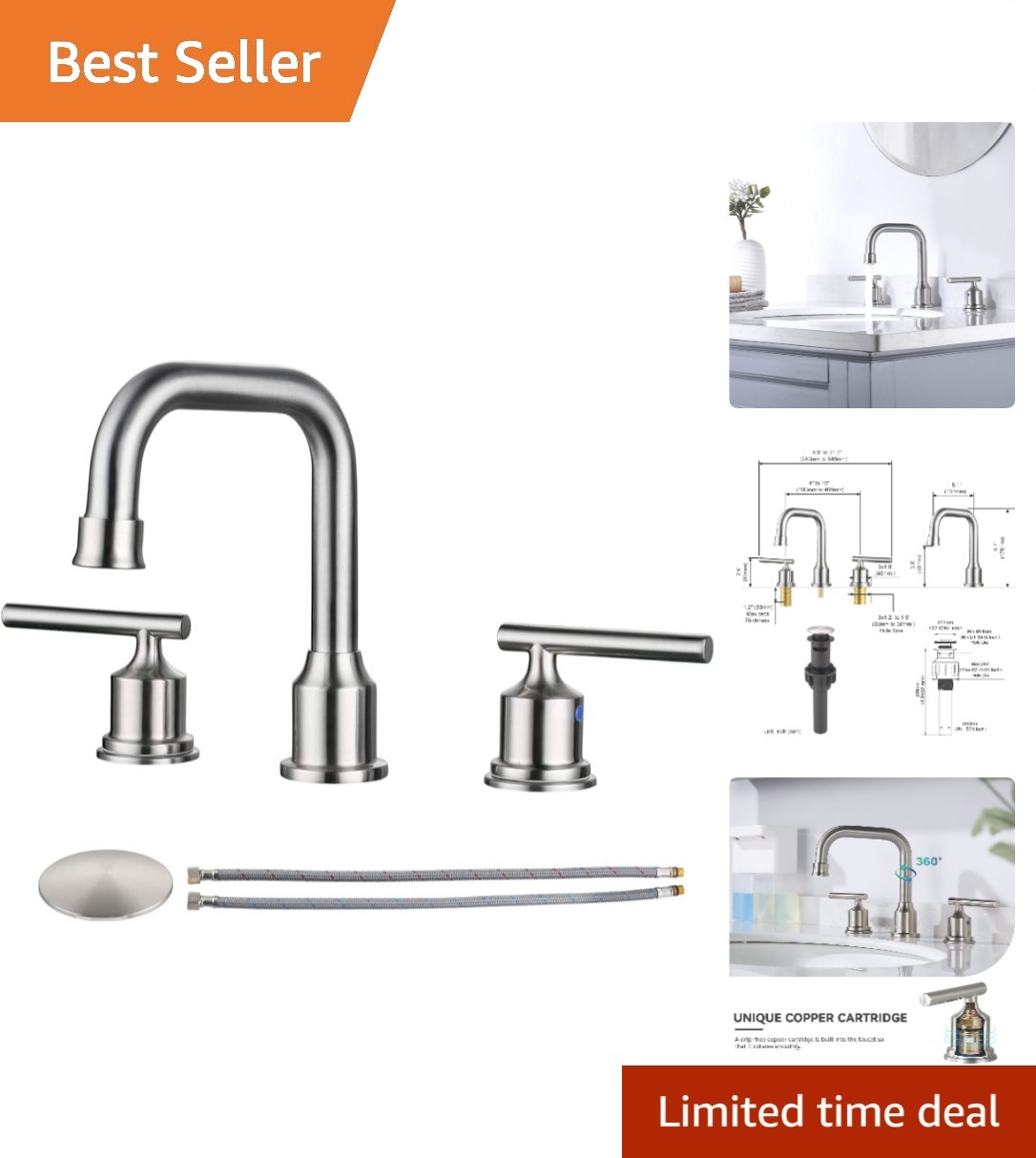 Bathroom Faucet With Quick Connect & 360&deg; Swivel