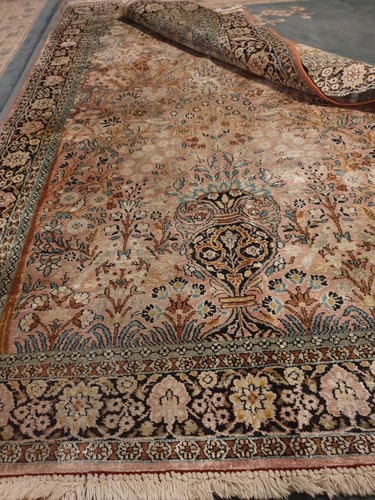Seiden Handgeknüpfter Orientteppich LEBENSBAUM 124×192cm Vintage Seide Teppich - Bild 9 von 24