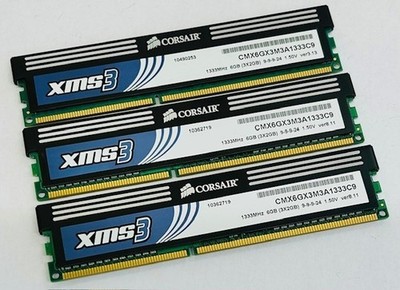 6 GB (3 x 2 GB) Corsair XMS3 CMX6GX3M3A1333C9 DDR3-1333MHz PC3-10600 Desktop-Speicher