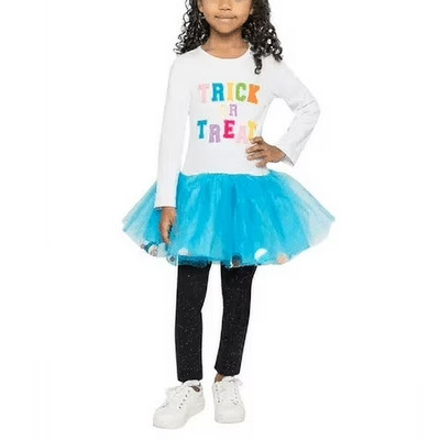 Counting Daisies Toddler  Halloween Tutu Set  Trick or Treat Sparkle Leggings 2T