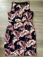 New Ann Taylor Black Purple White Flower Dress 12 Retail $100