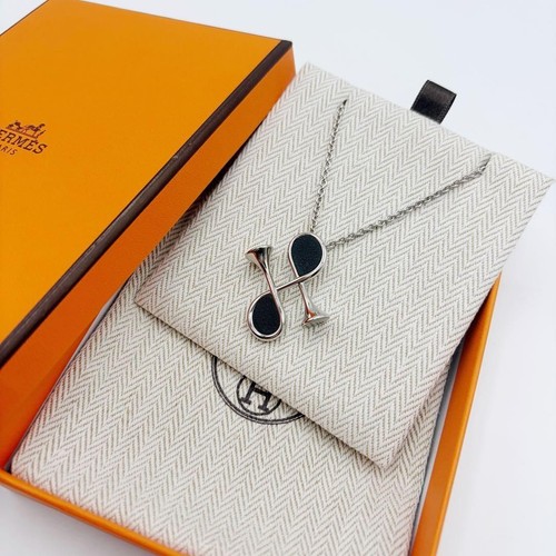 Hermès Cor H Necklace Cor H Black Silver