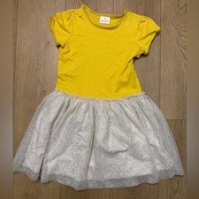 Yellow and White gold Glitter Dress Hanna Andersson