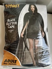 Spirit Black Glitter Hooded Cape Sheer Adult Costume One Size Two Layers Cosplay