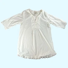 Vintage Laura Ashley 100% Cotton Embroidered White Mini Dress In Size Large