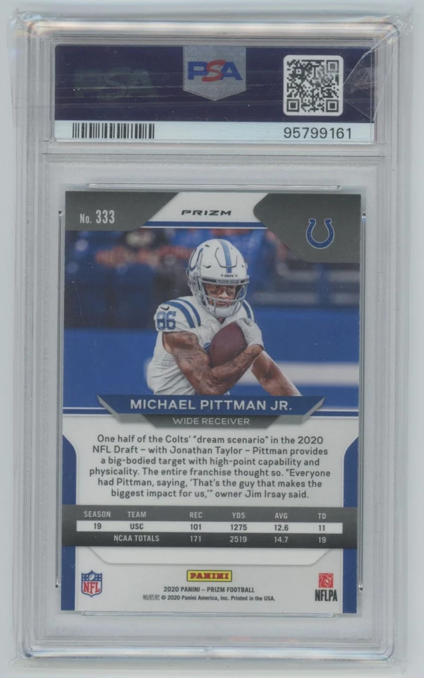 2020 Panini Prizm Rookie NO Huddle Michael Pittman Jr. Rookie PSA 9 Indianapolis - Image 2 of 2