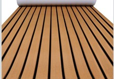 FOCEAN Boat Flooring EVA Foam Decking Faux Teak 94.5  x15.7  Brown Black Line