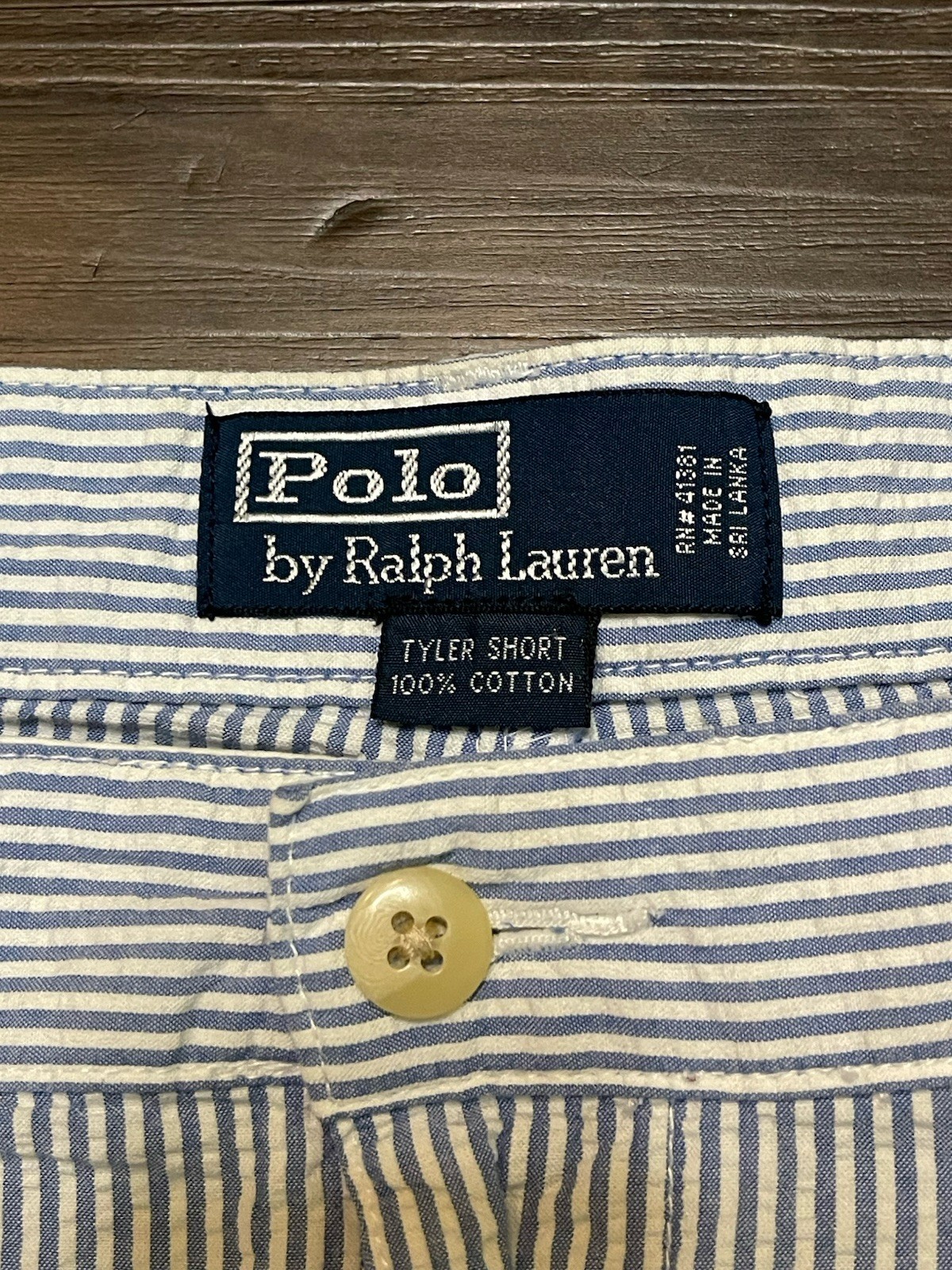 Polo Ralph Lauren Tyler Shorts Size 38 Blue/White Striped Seersucker Cotton thumbnail 2