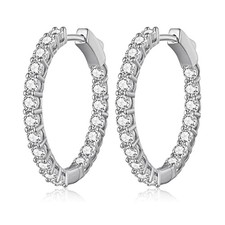 Gold Hoop Earrings for Women 14K Gold Plated Cubic Zirconia Hoop White Gold