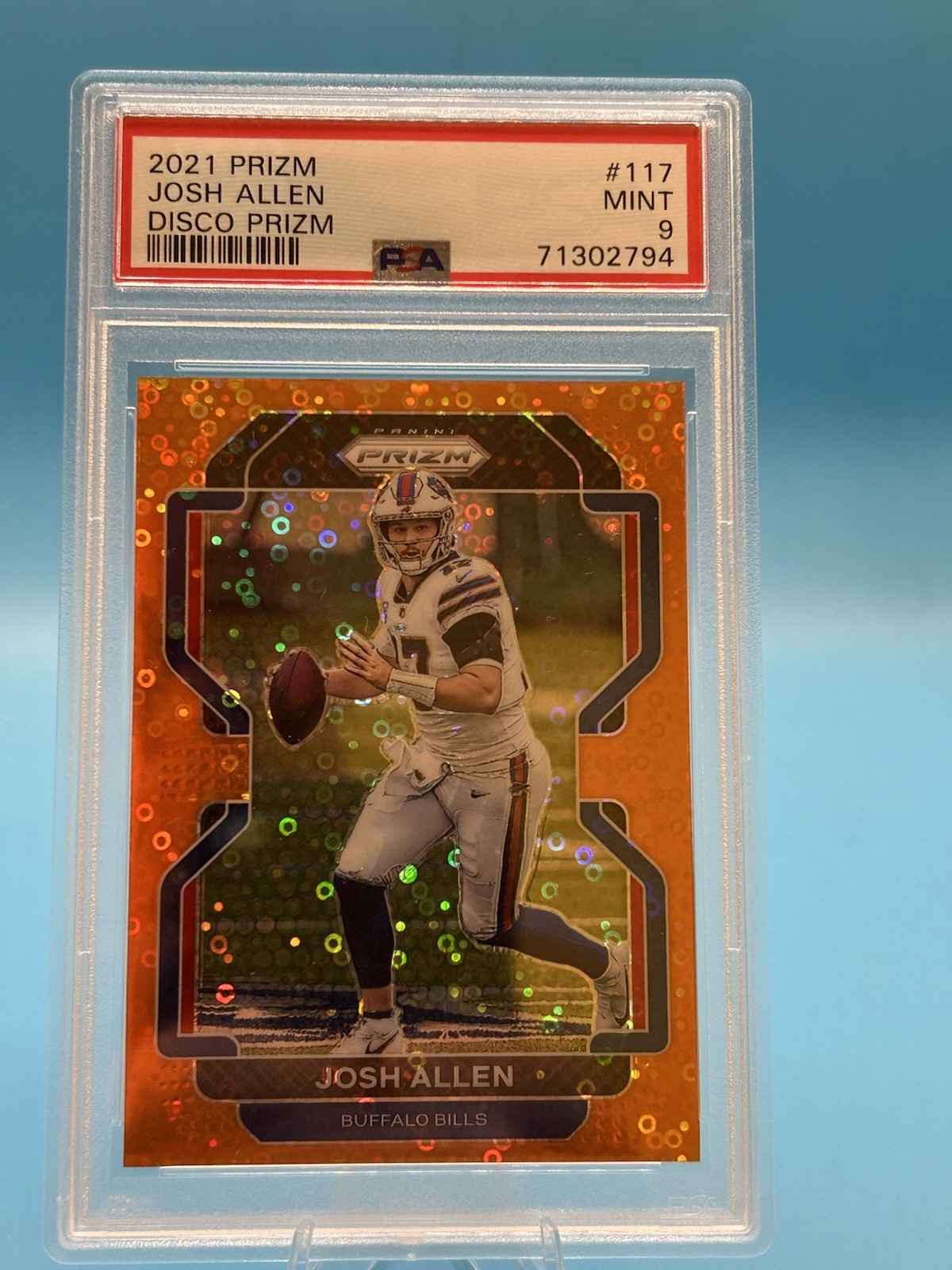 2021 Prizm Josh Allen Orange Disco Prizm  PSA 9 MINT Buffalo Bills #117 view 10