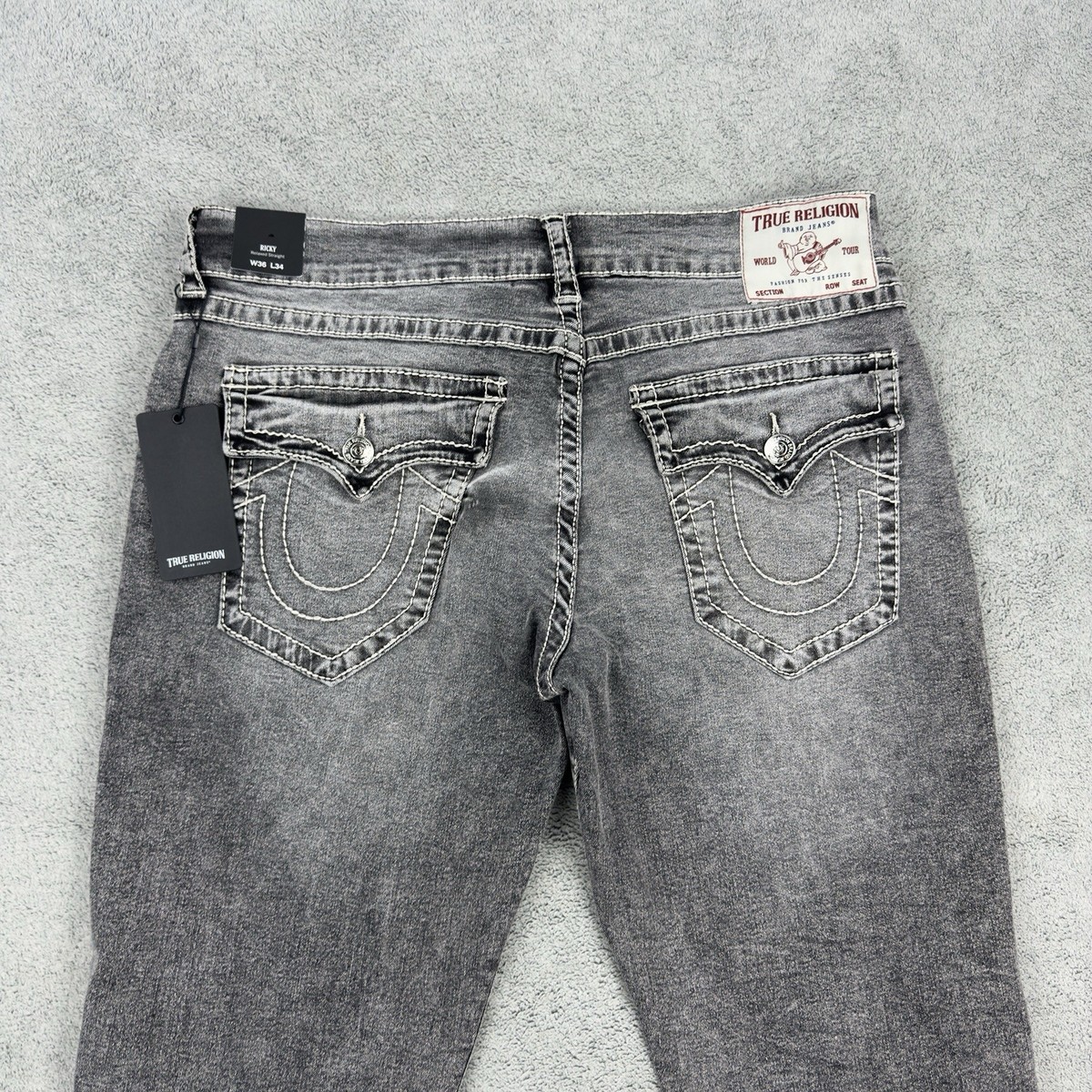True Religion Ricky Big T Flap Straight Jeans Mens Size 36x34