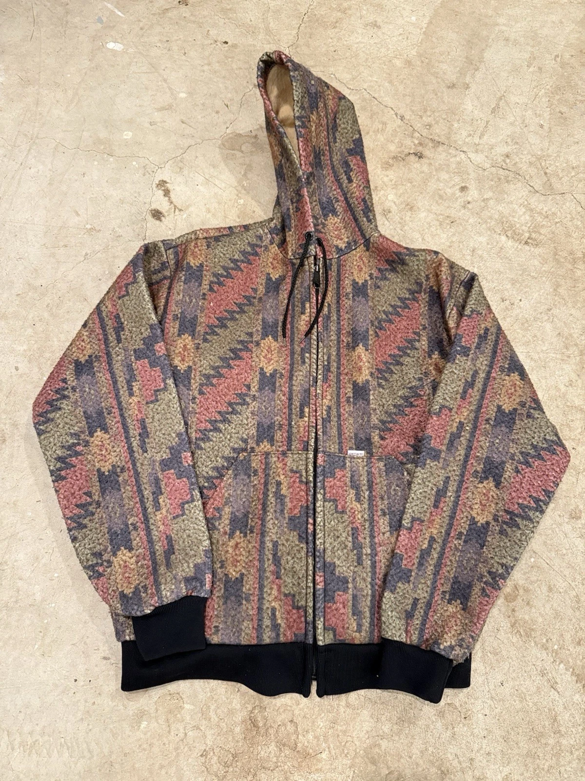 Vintage Carhartt 401 Hooded Jacket Size Large Aztec Southwest Navajo Rare