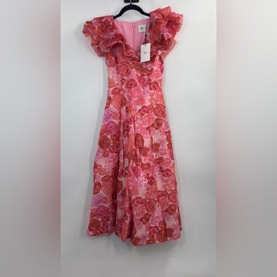 designer dress midi Designer Midi Dress Red XS