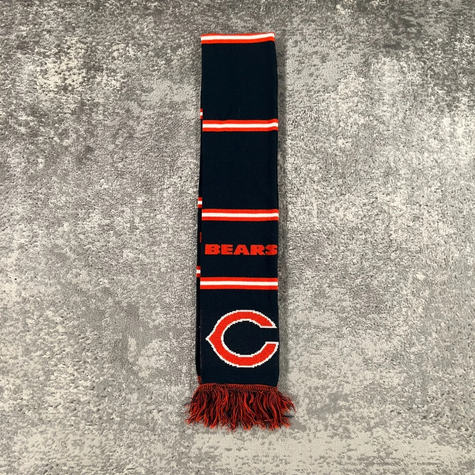 Bufanda de los Chicago Bears azul marino naranja tejido flecos logotipo hechizo equipo para fanáticos de la NFL Foto 2 de 4