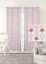 Kids Room Darkening Boho Pink Floral Single Grommet Curtain Panel