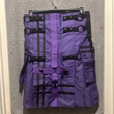 NWOT Scottish Utility Kilt Black Purple Kilt Fashion Kilts For Adults 34 x24