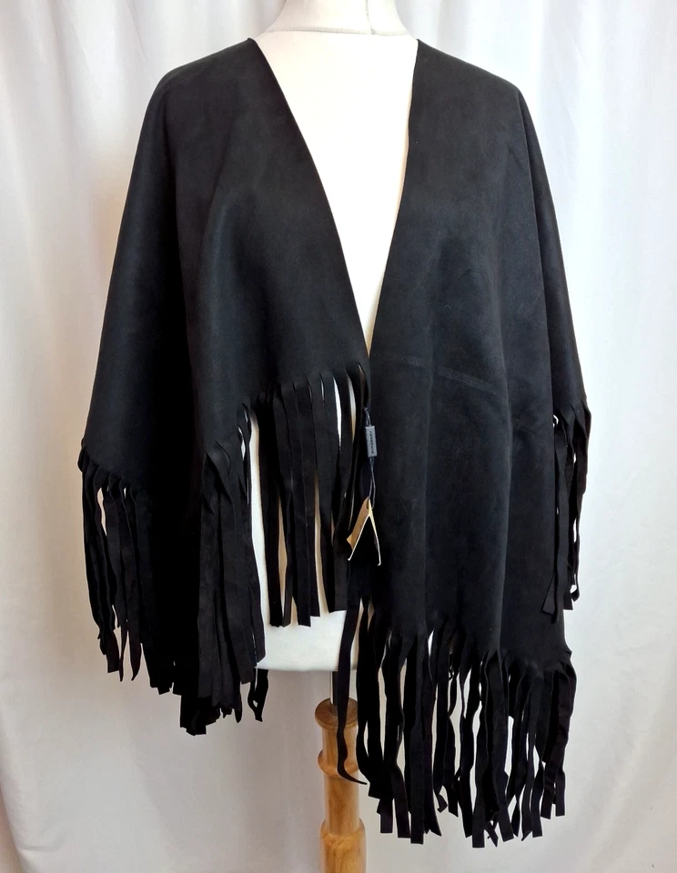 Burberry Prorsum Black Suede Fringed Poncho Jacket PR Sample One Size RARE C4942 - Image 2 of 4