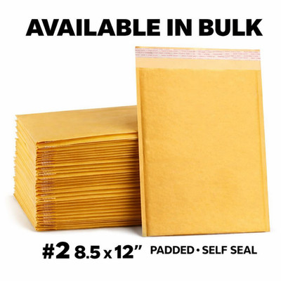 Kraft Bubble Mailers #2 8.5x12 Padded Envelopes Self Seal Shipping Bags Bulk