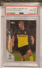 2019-20 Topps Chrome UCL Soccer  Erling Haaland Rookie Card # 74 PSA 10. rookie card picture