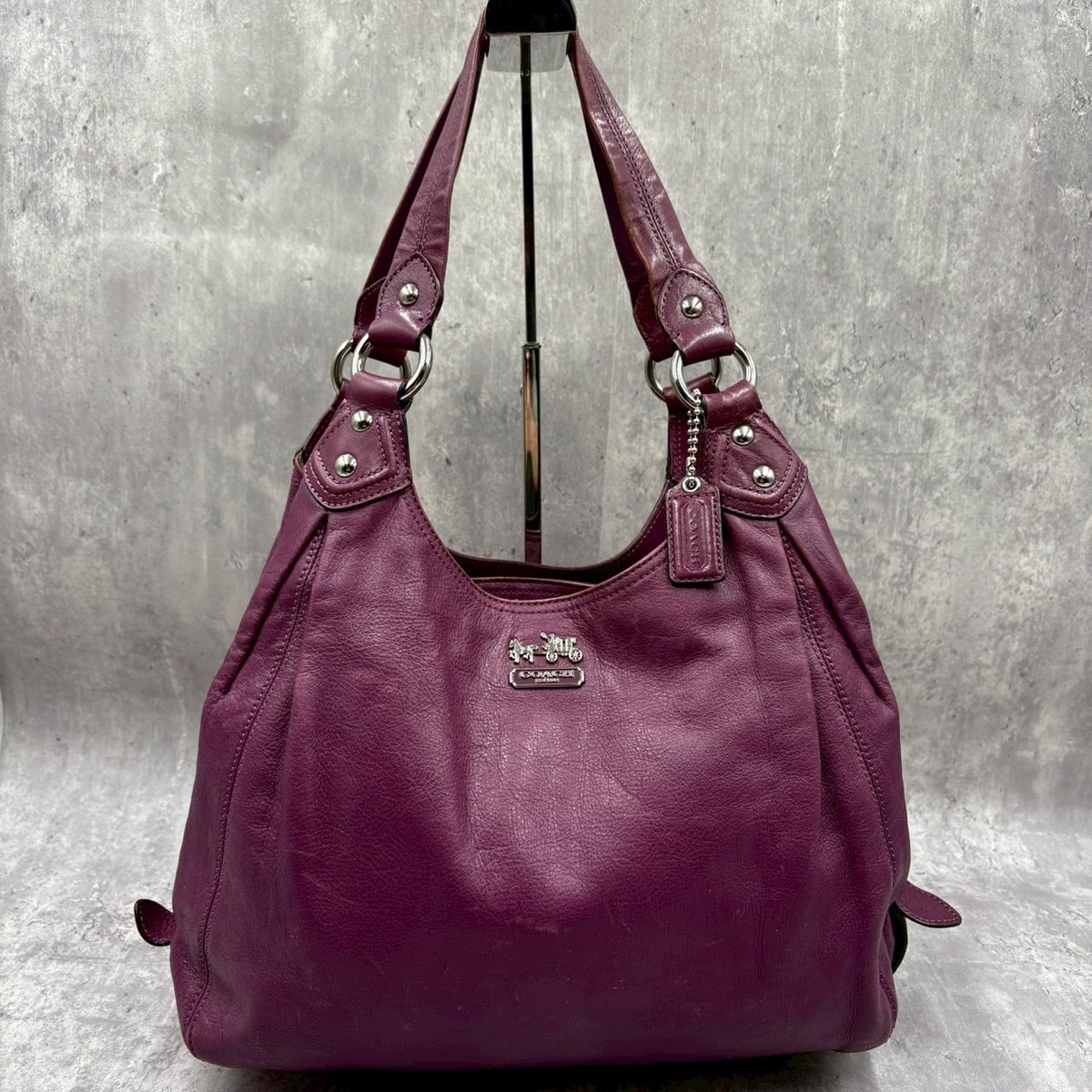 COACH Madison Maggie purple Leather Hobo Shoulder Bag Logo