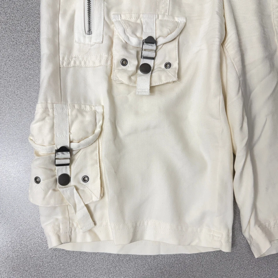 Da-NANG Silk Cargo Shorts Womens Small Ivory Belted Utility Casual Relaxed - Image 4 of 4