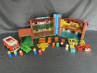 Vintage Fisher Price Little People Playsets LOT Minivan-Tudor House-Nursery