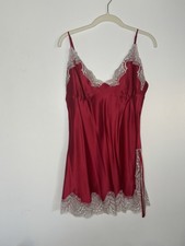 Victoria Secret 100 Silk Red Slip Dress, Size LG Vintage