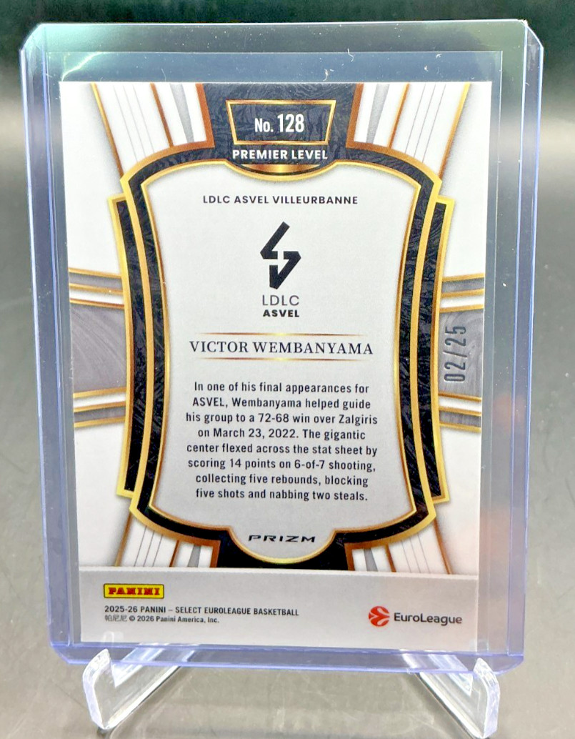 2025/26 Panini Select Euroleague VICTOR WEMBANYAMA Tie-Dye Prizm 02/25 #128 view 2