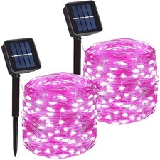 2 Pack Total 200 LED 66FT Solar Powered Copper Wire String Lights Waterproof